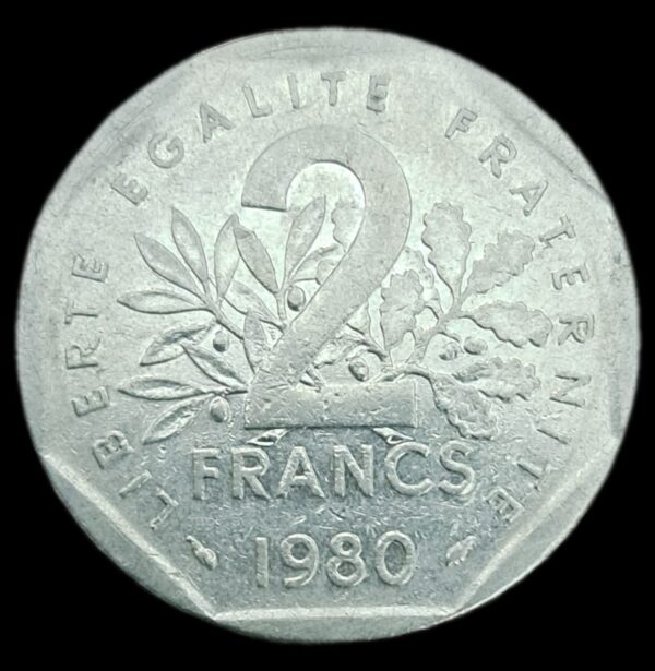 reverso Moneda 2 francos 1980 Francia