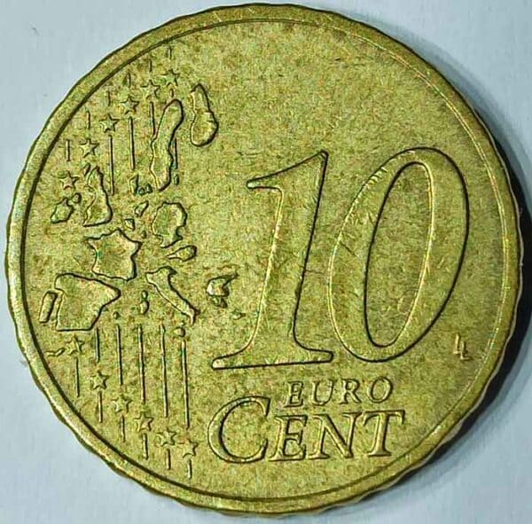 Moneda 10 céntimos de euro 2002 Alemania CECA J reverso en numinformatica