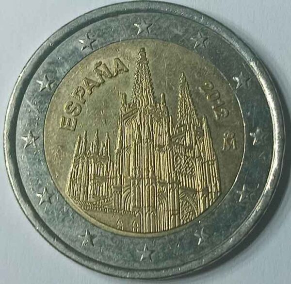 Moneda 2 Euros 2012 España Conmemorativa Catedral Burgos anverso en numinformatica