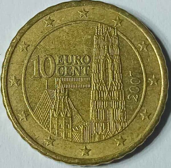 Moneda 10 céntimos de Euro 2007 Austria anverso en numinformatica