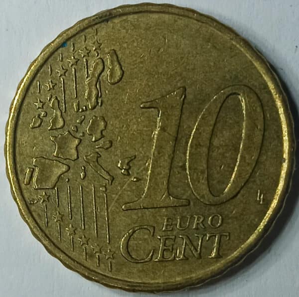 Moneda 10 céntimos de euro 2002 Portugal reverso