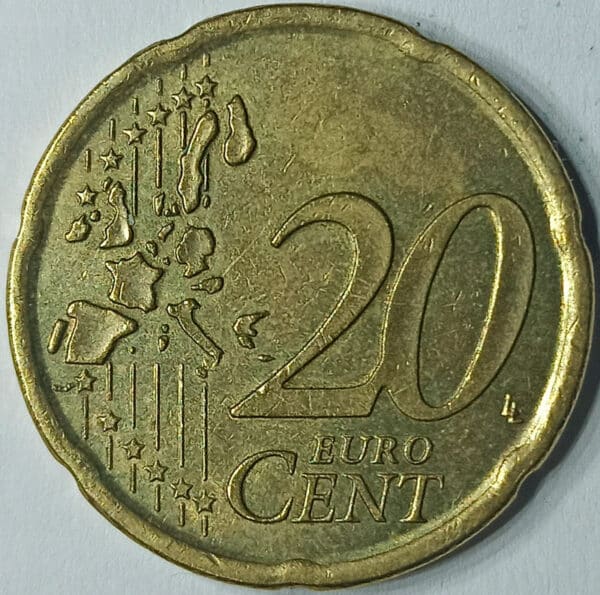 Moneda 20 céntimos 2000 España reverso