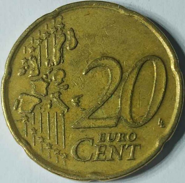 Moneda 20 céntimos 2002 Belgica reverso en numinformatica