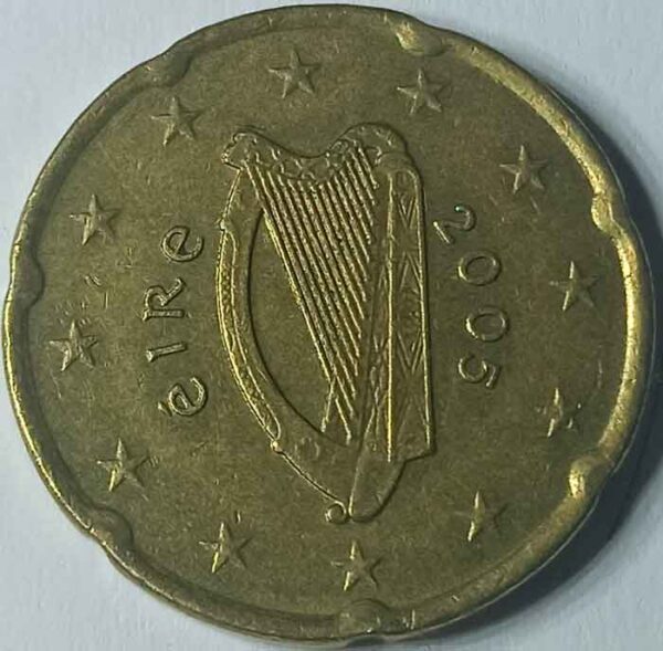 Moneda 20 céntimos 2005 Irlanda anverso en numinformatica