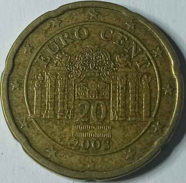 Moneda 20 céntimos de Euro 2003 Austria anverso en numinformaticaw