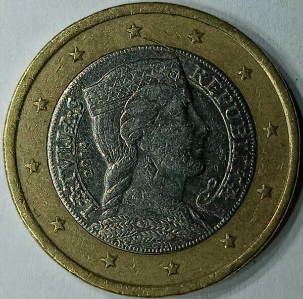 Moneda 1 Euro 2014 Letonia anverso en numinformatica