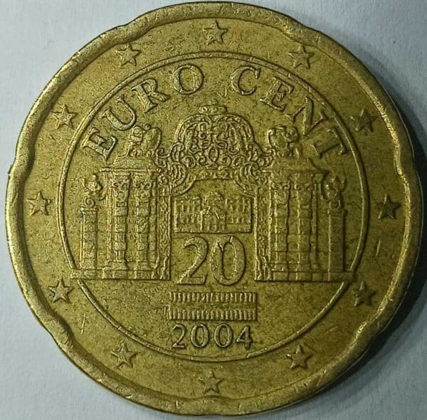 Moneda 20 céntimos de Euro 2004 Austria anverso en numinformatica