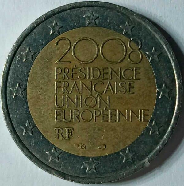 Moneda 2 Euros 2008 Francia Presidencia de Francia en EU anverso en numinformatica